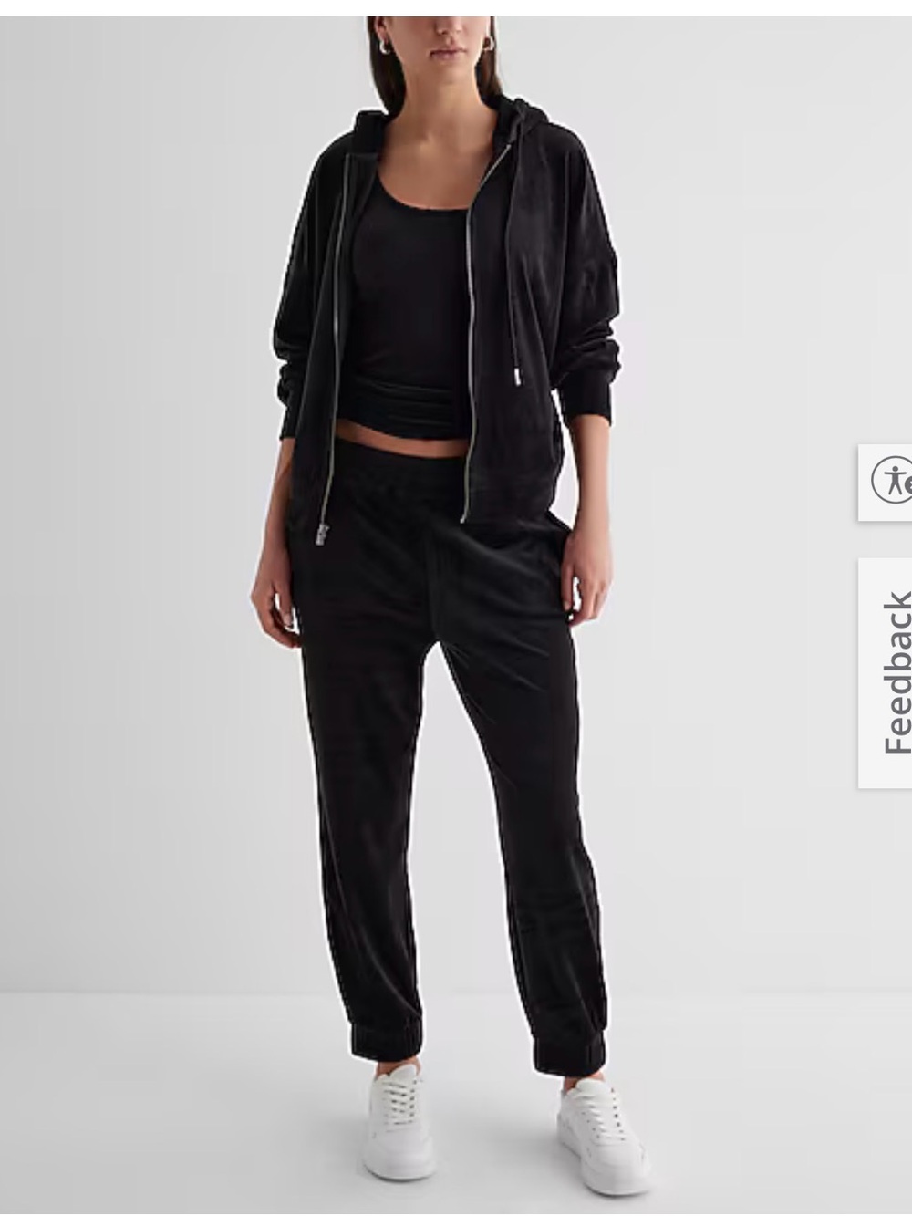 Express set two Black Velour Jogger Pants and zipper hoddie